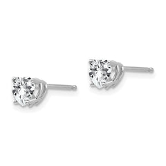 14k White Gold 5mm Heart Cubic Zirconia Earrings