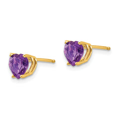 14k 6mm Heart Amethyst Earrings