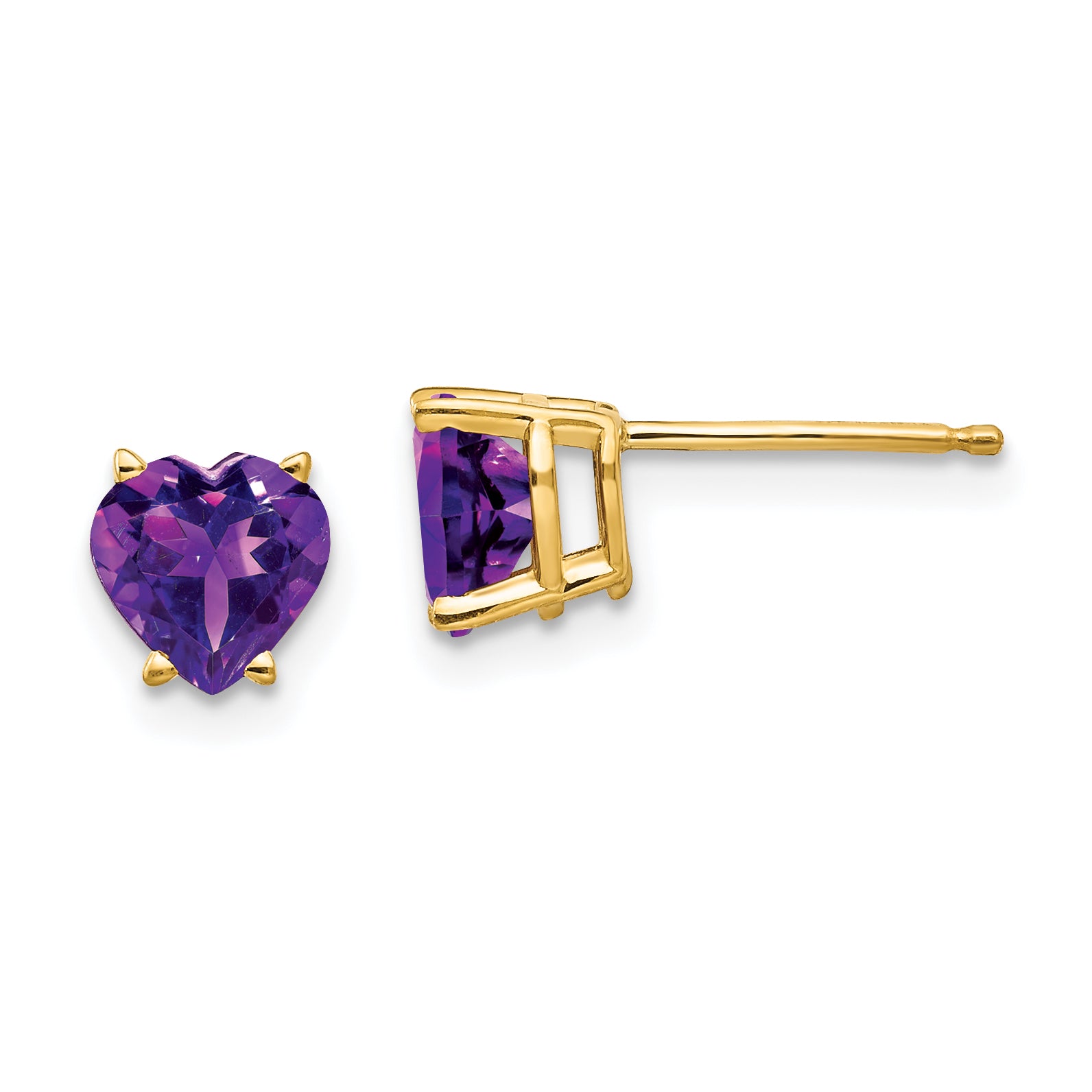 14k 6mm Heart Amethyst Earrings