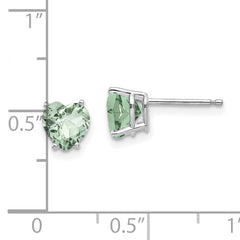 14kw 6mm Heart Checker-Cut Green Quartz Earrings