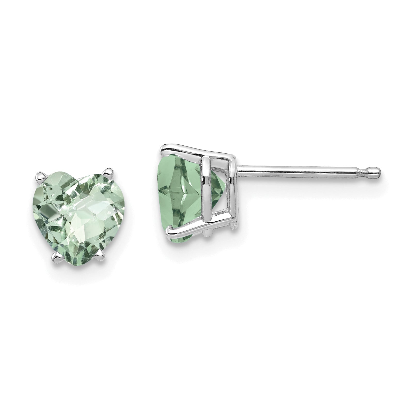 14kw 6mm Heart Checker-Cut Green Quartz Earrings