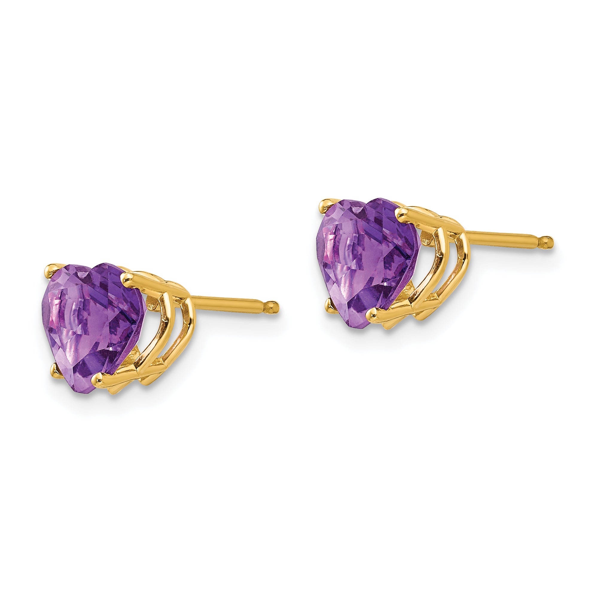 14k 7mm Heart Amethyst Earrings