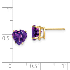 14k 7mm Heart Amethyst Earrings