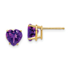 14k 7mm Heart Amethyst Earrings