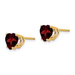 14k 7mm Heart Garnet Earrings