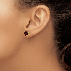 14k 7mm Heart Garnet Earrings