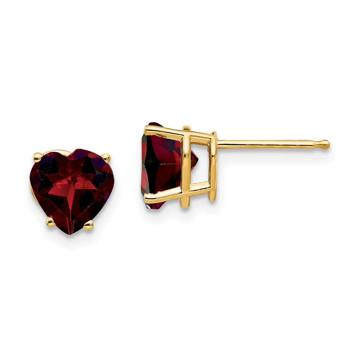 14k 7mm Heart Garnet Earrings