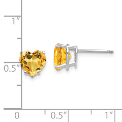 14k White Gold 7mm Heart Citrine Earrings