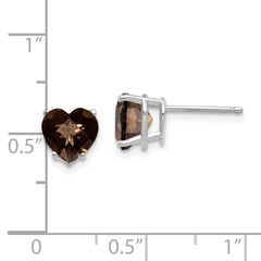 14kw 7mm Heart Checker-Cut Smoky Quartz Earrings