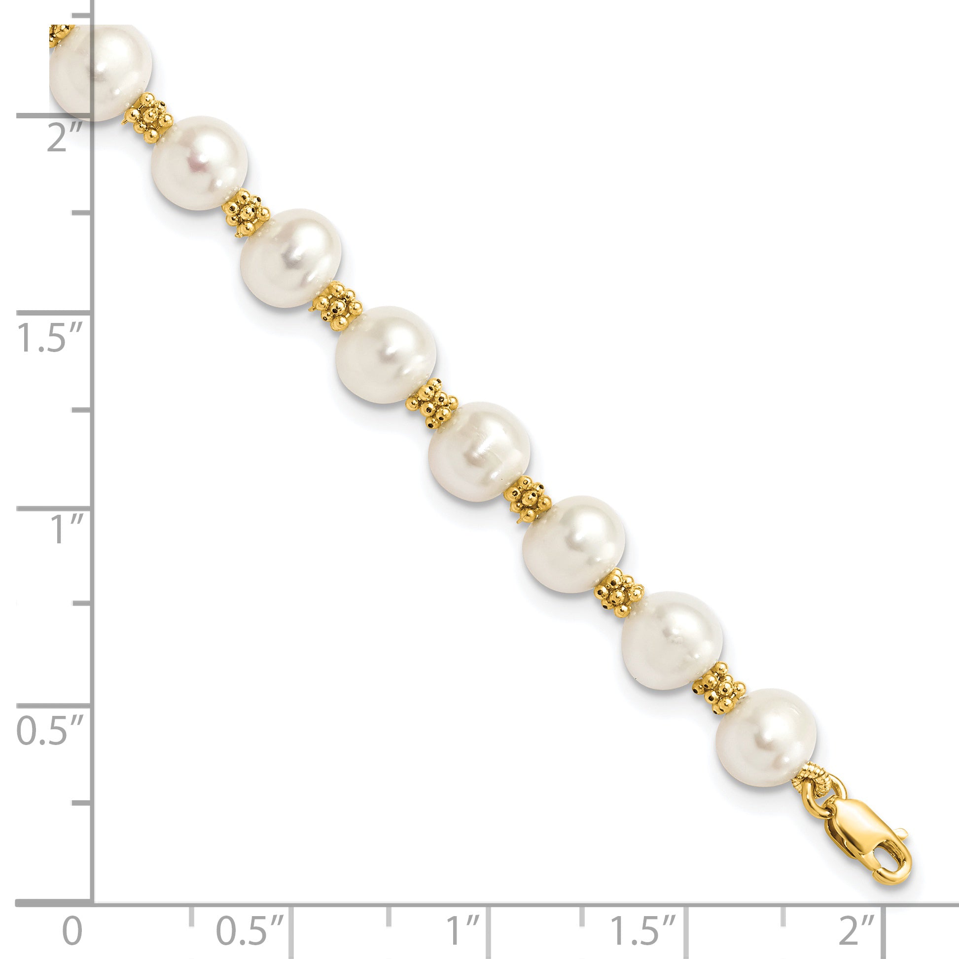 14k 6-7mm White Round Freshwater Cultured Pearl Bracelet