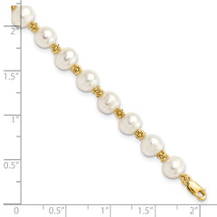 14k 6-7mm White Round Freshwater Cultured Pearl Bracelet