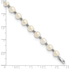 14k White Gold 6-7mm White Round Freshwater Cultured Pearl Bracelet