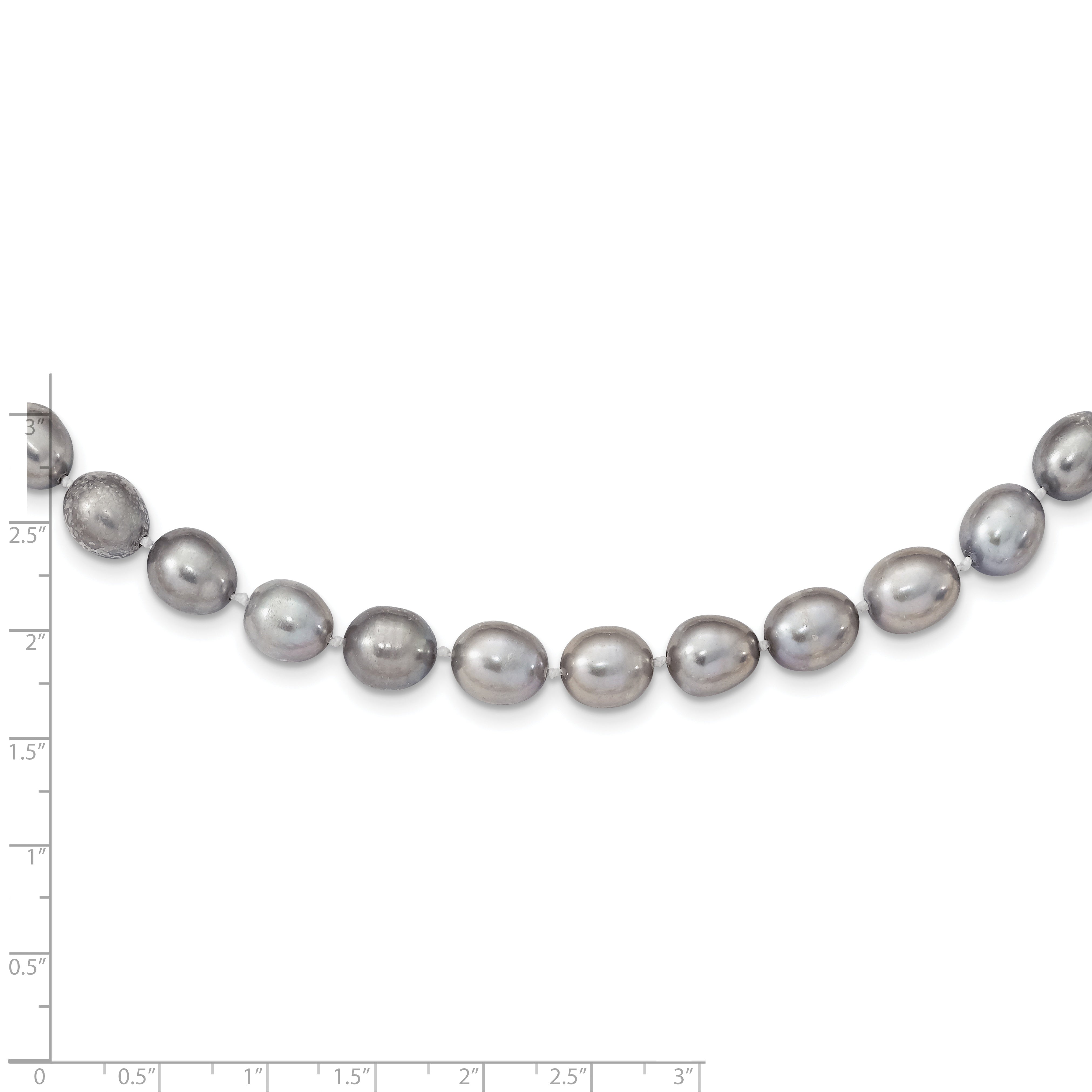 14k White Gold 8-9mm Grey Rice Freshwater Cultured Pearl Bracelet