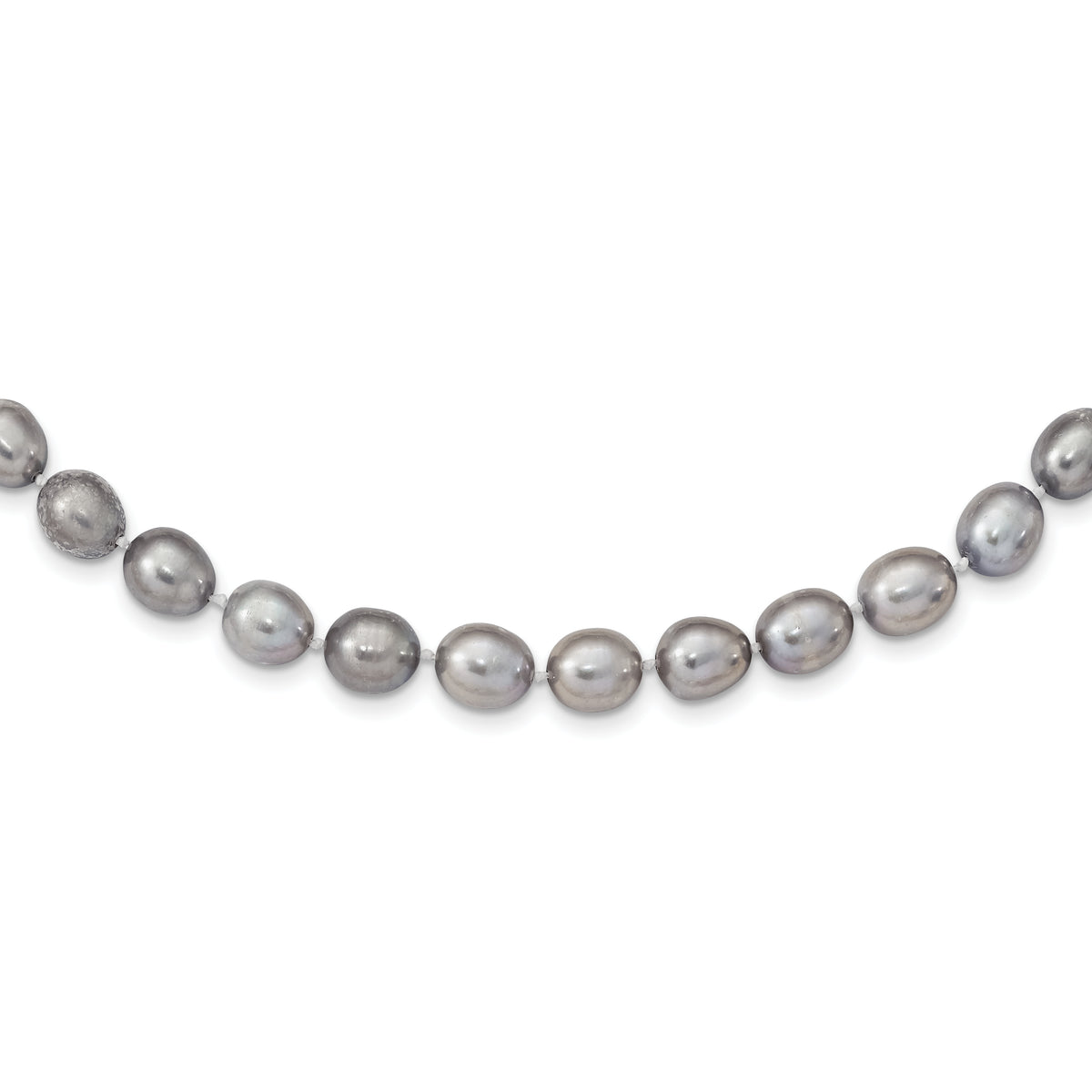 14k White Gold 8-9mm Grey Rice Freshwater Cultured Pearl Bracelet