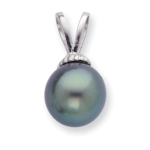 14K White Gold 9-10mm Teardrop Saltwater Cultured Tahitian Pearl Pendant