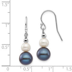 14K White Gold 6-9mm Semi-round FWC Pearl Graduated Dangle Earrings