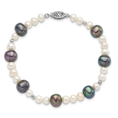 14K WG White & Peacock Semi-round Freshwater Cultured Mirror Bead Bracelet