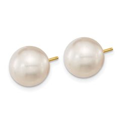 14k 10-11mm White Round Saltwater Cultured South Sea Pearl Post Earrings