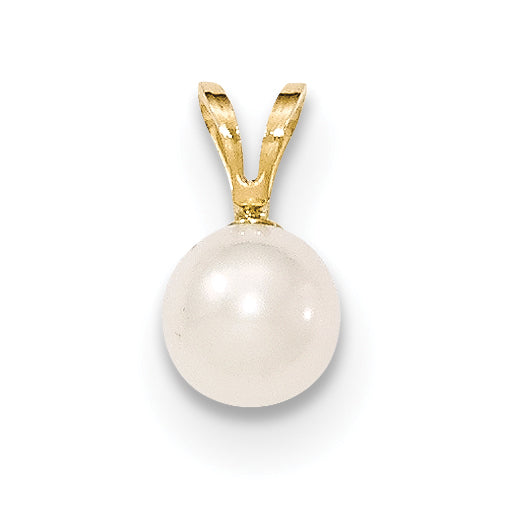 14K Gold 6-7mm White Saltwater Akoya Cultured Pearl Pendant