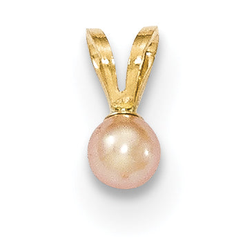 14K Gold 3-4mm Round Pink FW Cultured Pearl Pendant