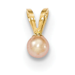 14K Gold 3-4mm Round Pink FW Cultured Pearl Pendant