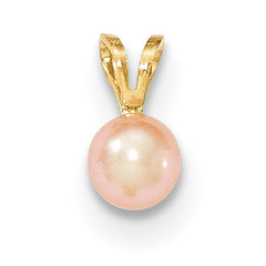 14K Gold 5-6mm Round Pink FW Cultured Pearl Pendant