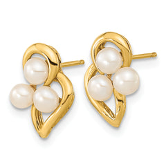 14k 3-4mm White Button Freshwater Cultured Pearl Post Earrings