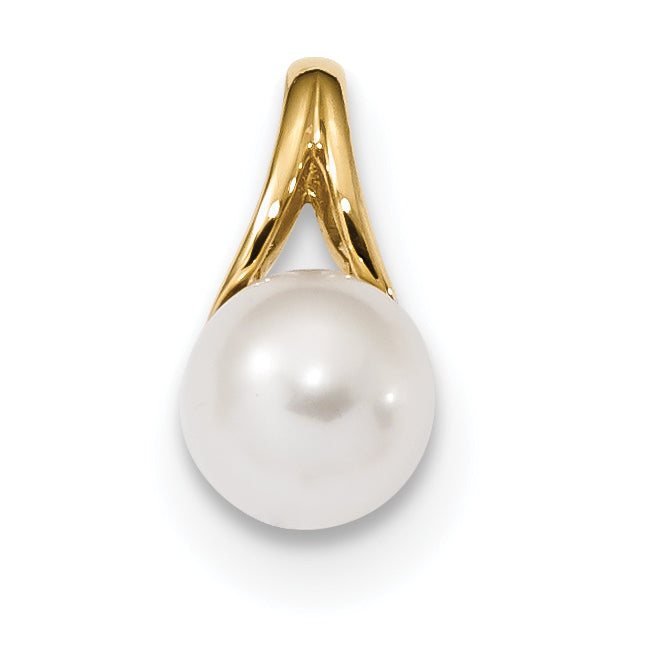 14K 7-8mm White Freshwater Cultured Pearl Polished Pendant