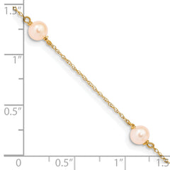 14K Madi K 5-6mm Pink Round FWC Pearl 3-station Bracelet