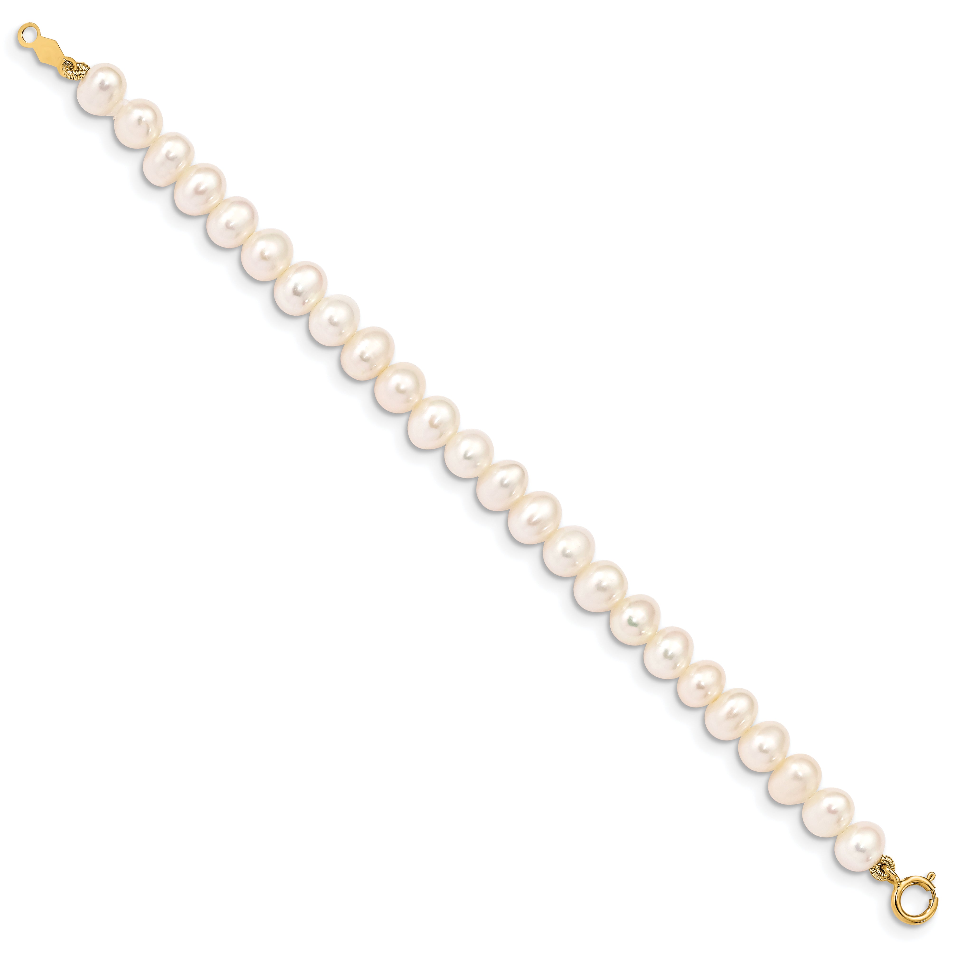 14K Madi K 4-5mm White Egg Shape Freshwater Cultured Pearl Bracelet