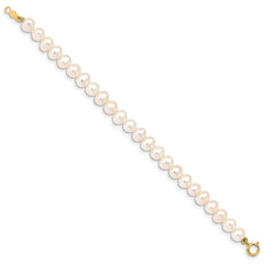 14K Madi K 4-5mm White Egg Shape Freshwater Cultured Pearl Bracelet