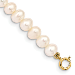 14K Madi K 4-5mm White Egg Shape Freshwater Cultured Pearl Bracelet