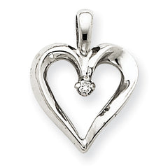 14K White Gold A Diamond Heart