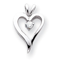 14K White Gold AA Diamond Heart Pendant