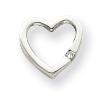 14K White Gold AA Diamond Heart Chain Slide