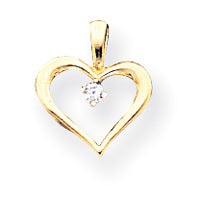 14K AA Diamond heart pendant