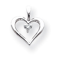 14K White Gold AA Diamond Heart Pendant