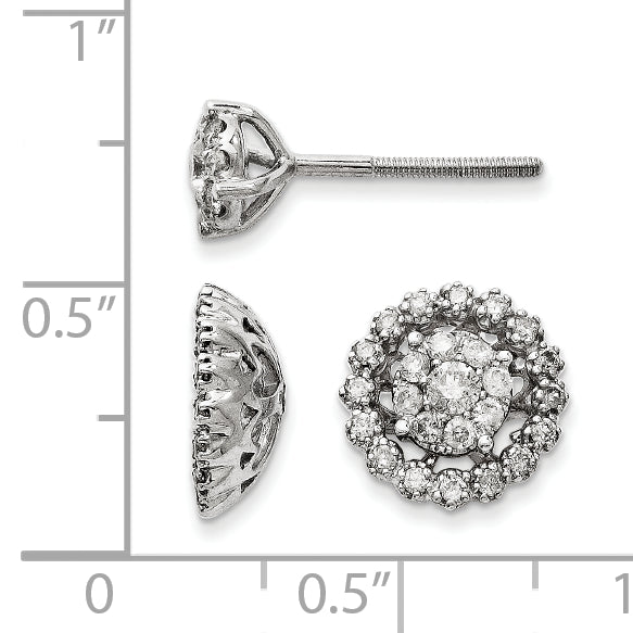 14K White Gold Medium Flower & Jacket Diamond Post Earrings