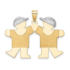 14K Two-Tone Large Double Boys Engravable Charm