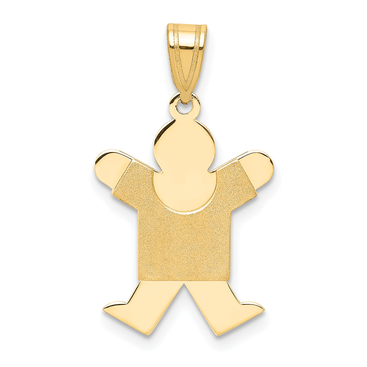 14K Solid Satin Engravable Boy Jumping Charm