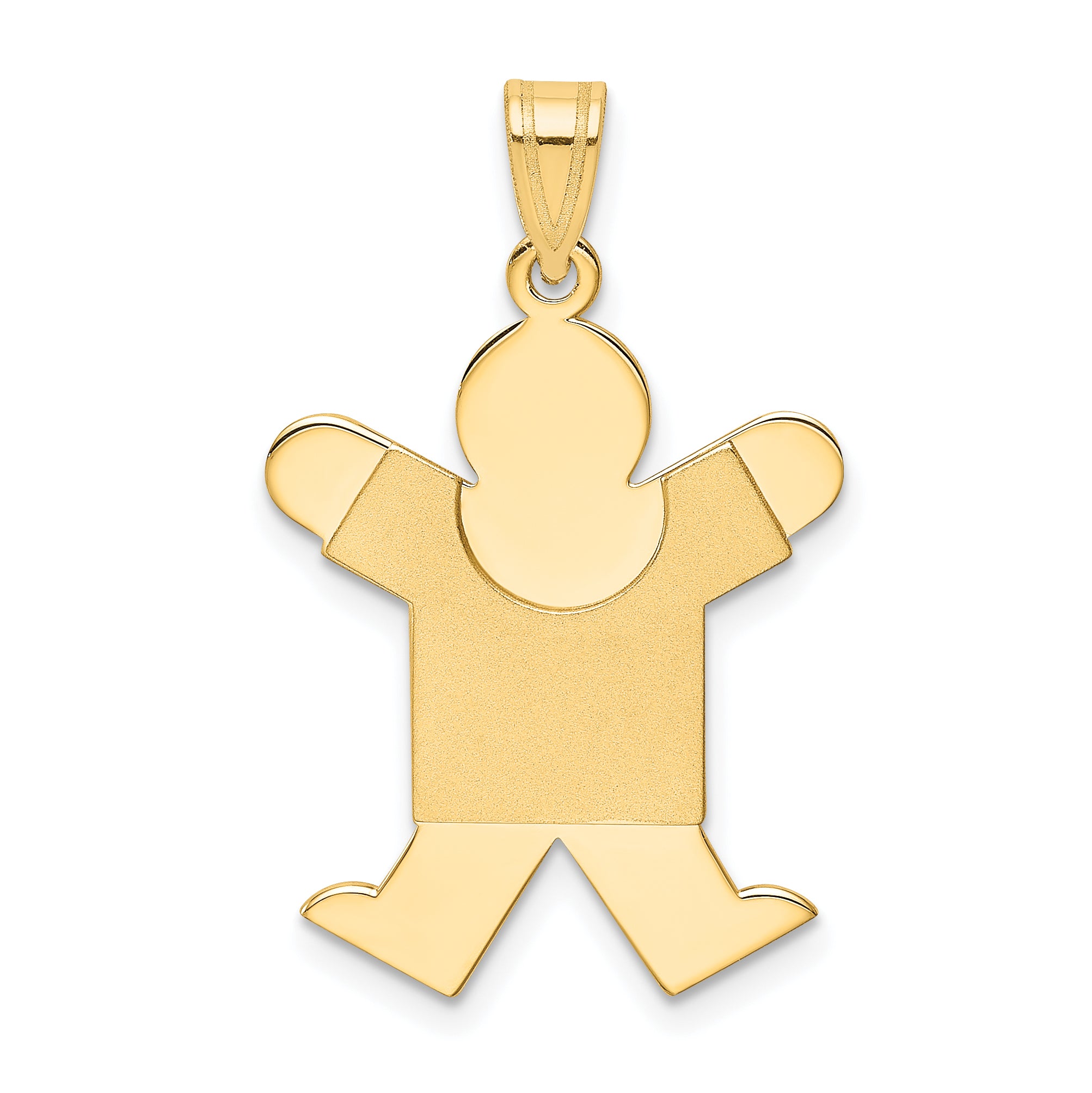 14K Solid Satin Engravable Boy Jumping Charm