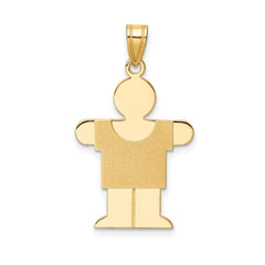 14K Solid Satin Engravable Boy Charm