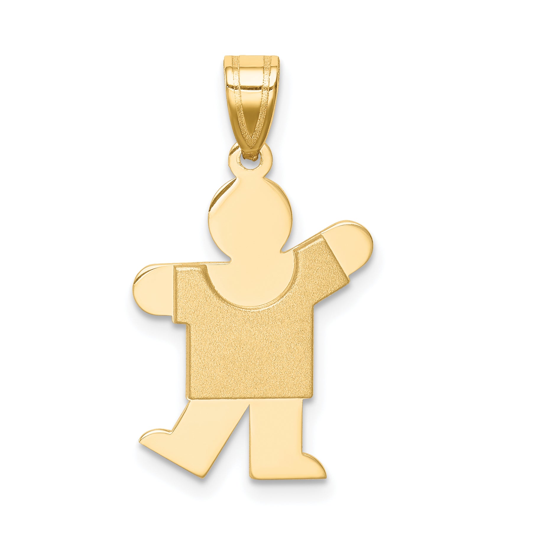 14K Solid Satin Engravable Boy Charm