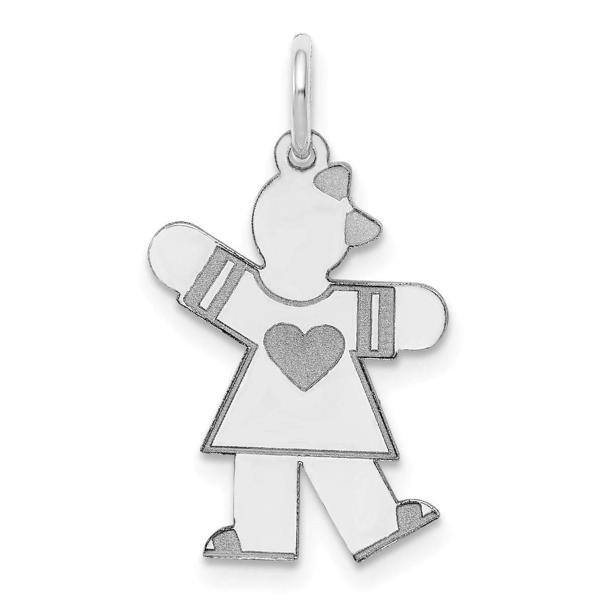 Sterling Silver Rhodium-plated Kid Charm