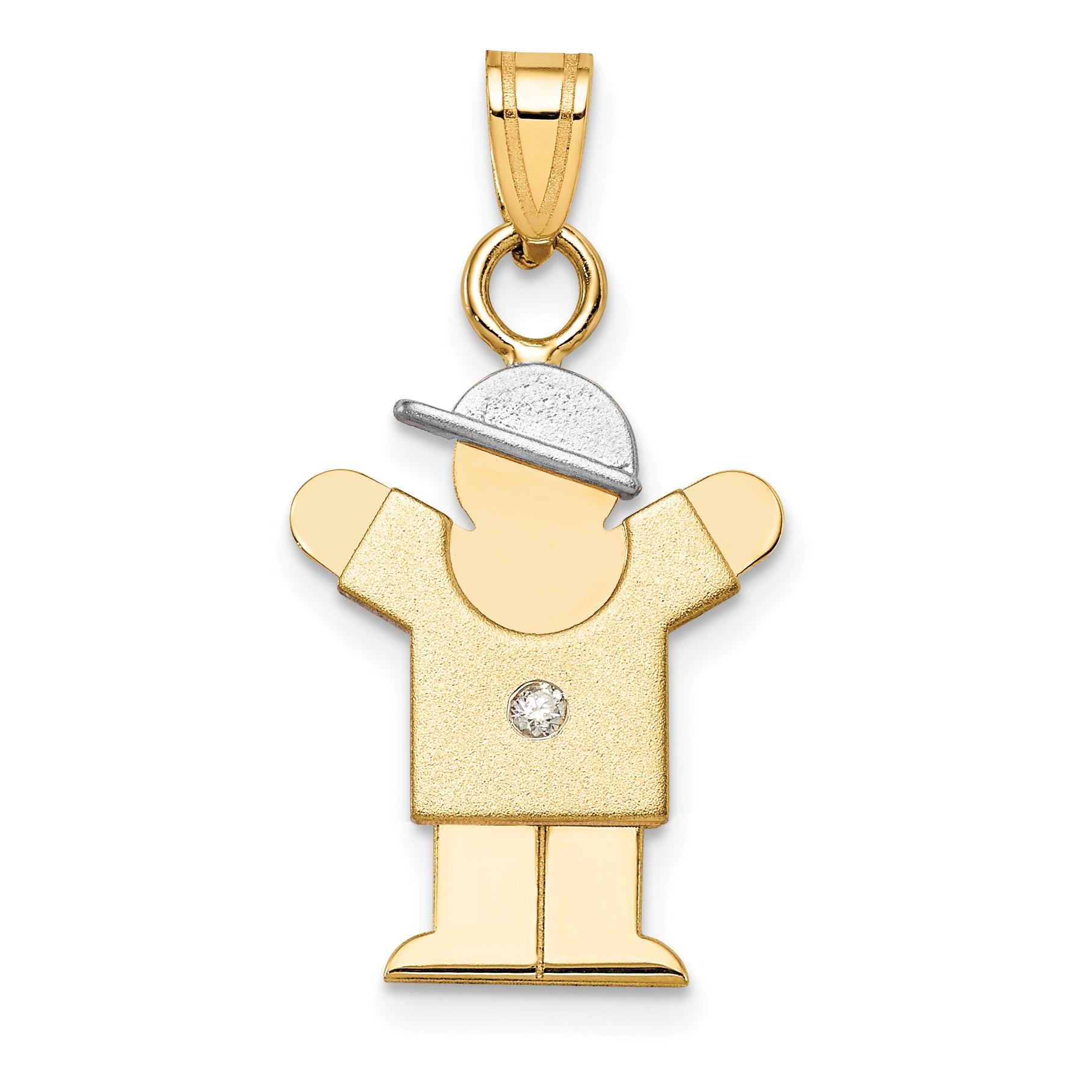 14K Two-tone AA Diamond Kid Pendant