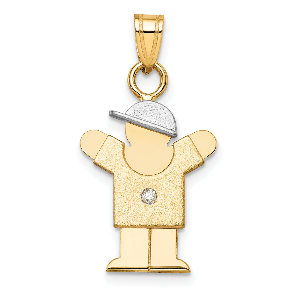 14K Two-tone AA Diamond Kid Pendant