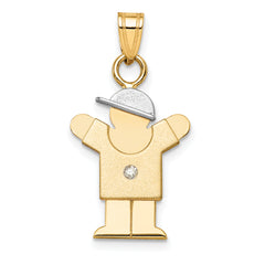 14K Two-tone AA Diamond Kid Pendant