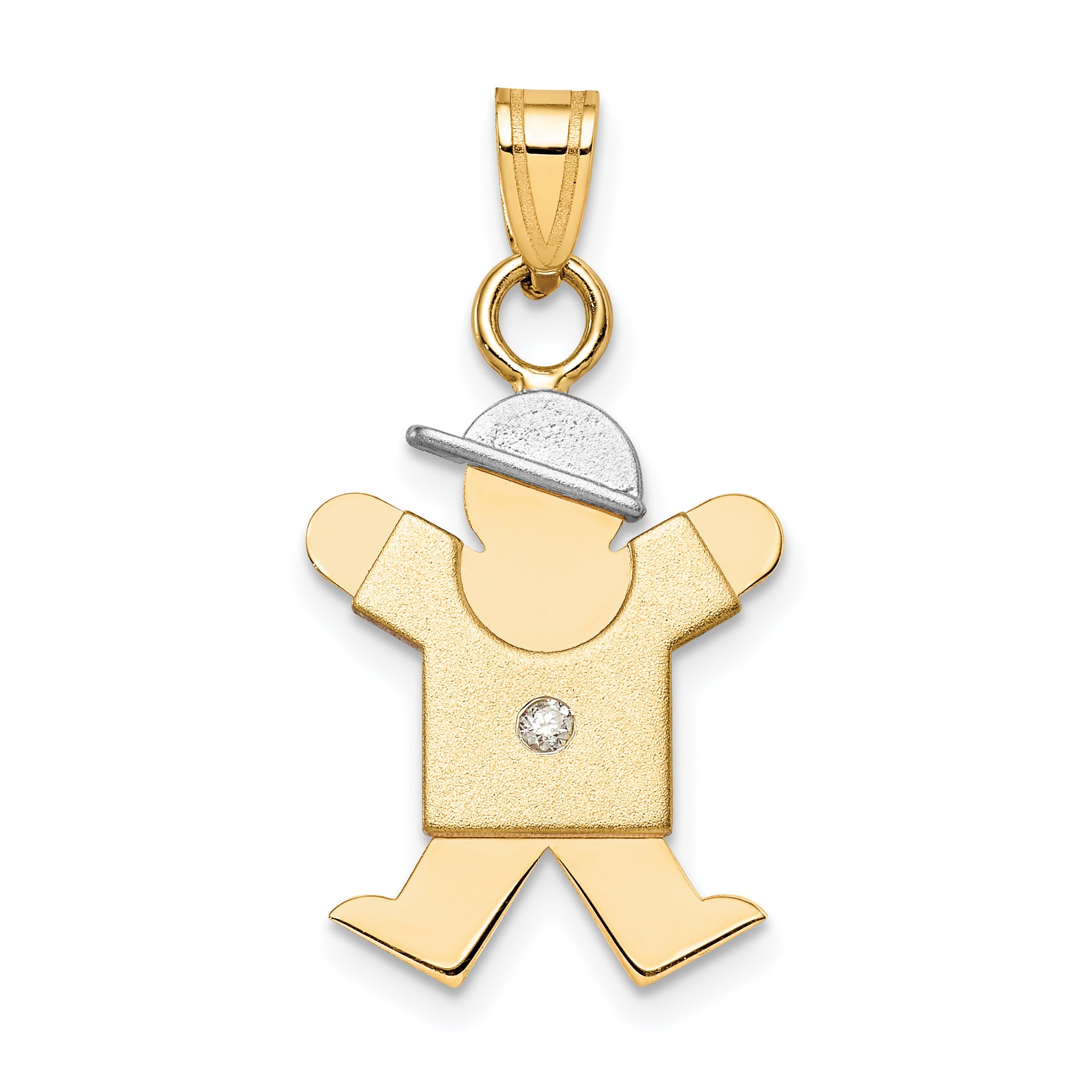 14K Two-tone A Diamond kid pendant