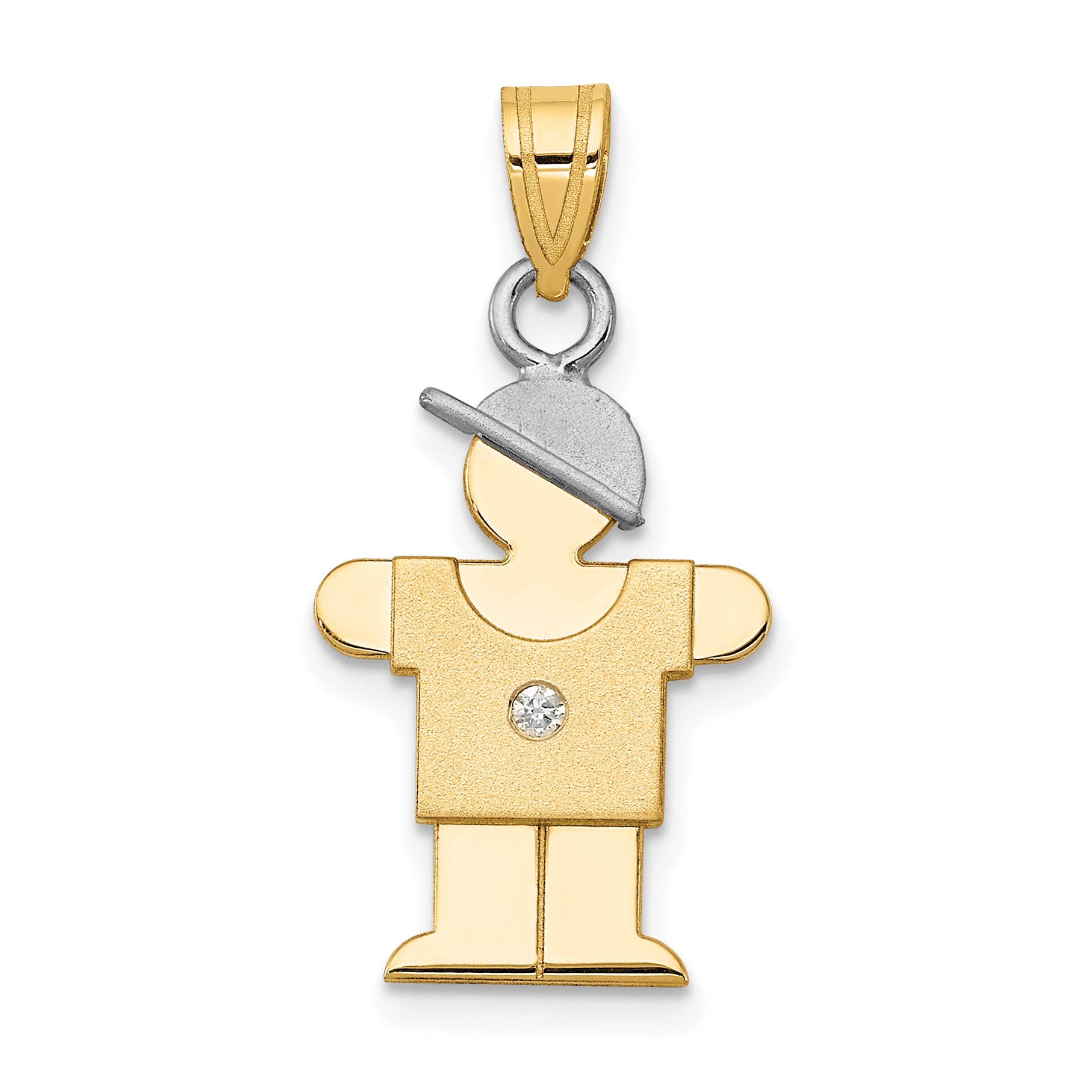 14K Two-tone A Diamond kid pendant