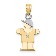 14K Two-tone AA Diamond Kid Pendant